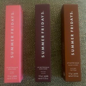 Summer Fridays Lip Butter Balm Bundle - Pink Sugar - Iced Coffee - Iced coffee